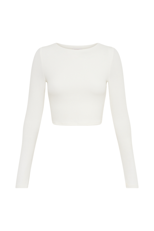 Abigail Long Sleeve Modal Top - White