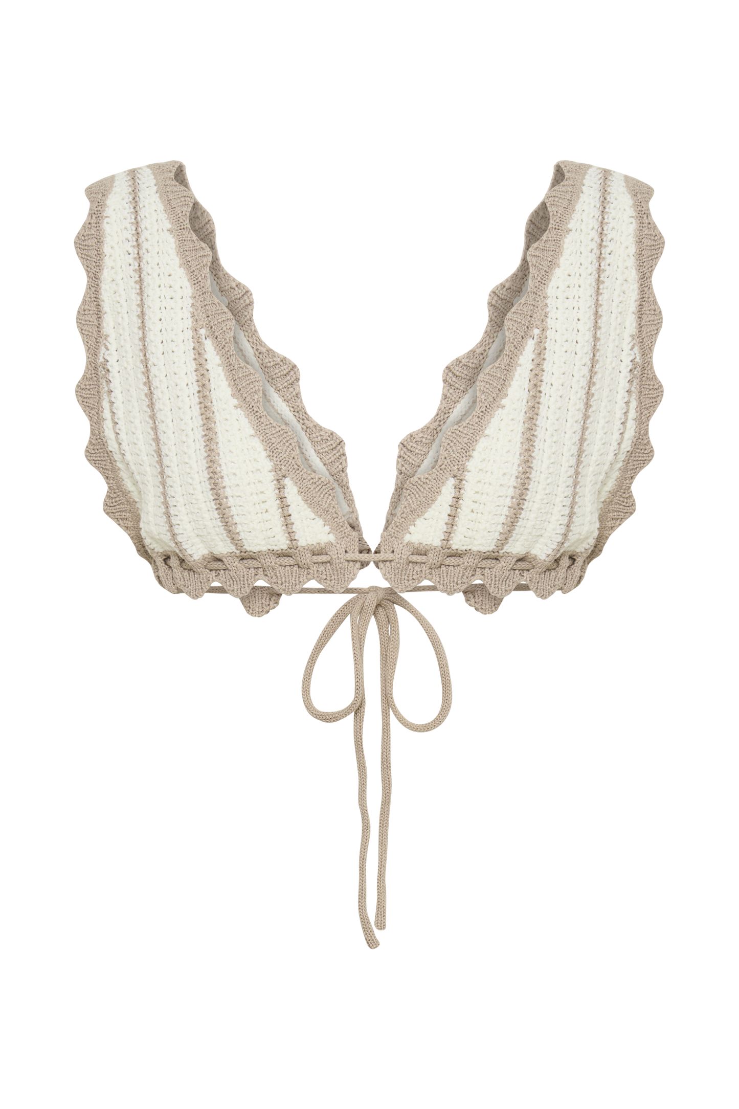 Jadia Contrast Crochet Bralette - Taupe/White