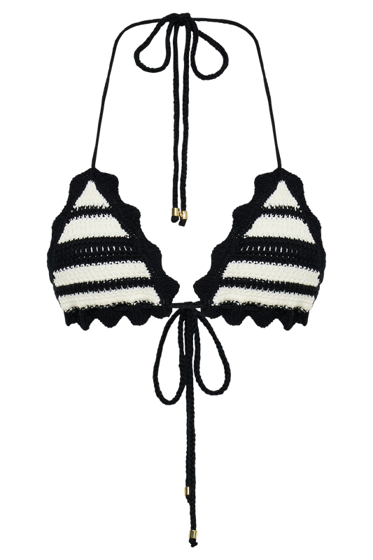 Amanda Stripe Bikini Top - Black/White