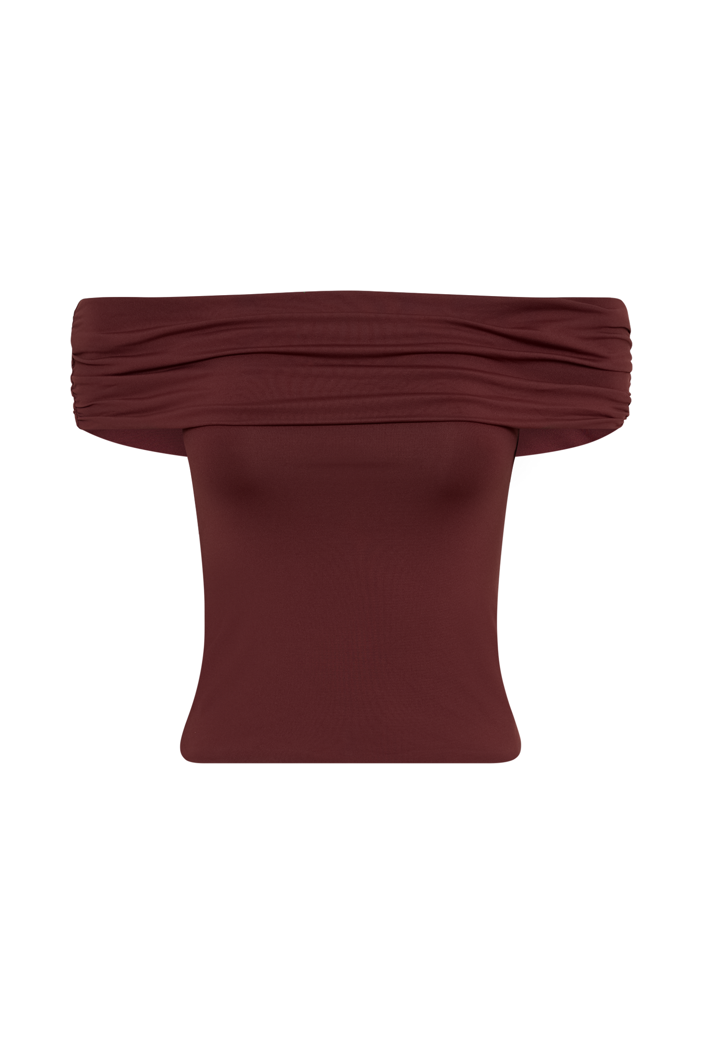 Meena Recycled Nylon Off Shoulder Top - Wine