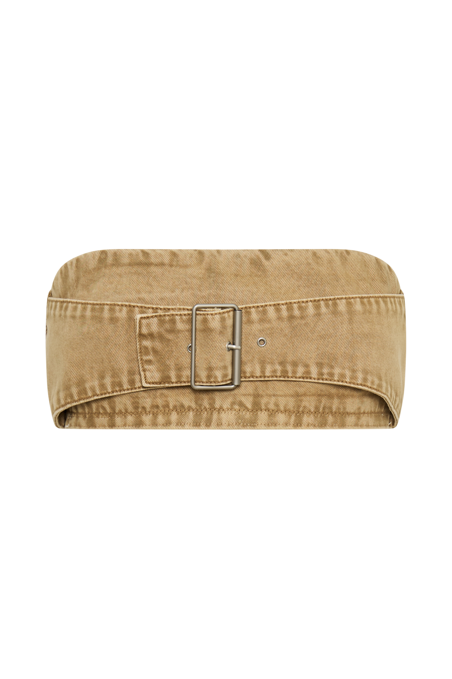 Rowena Denim Buckle Bandeau - Tan Acid Wash