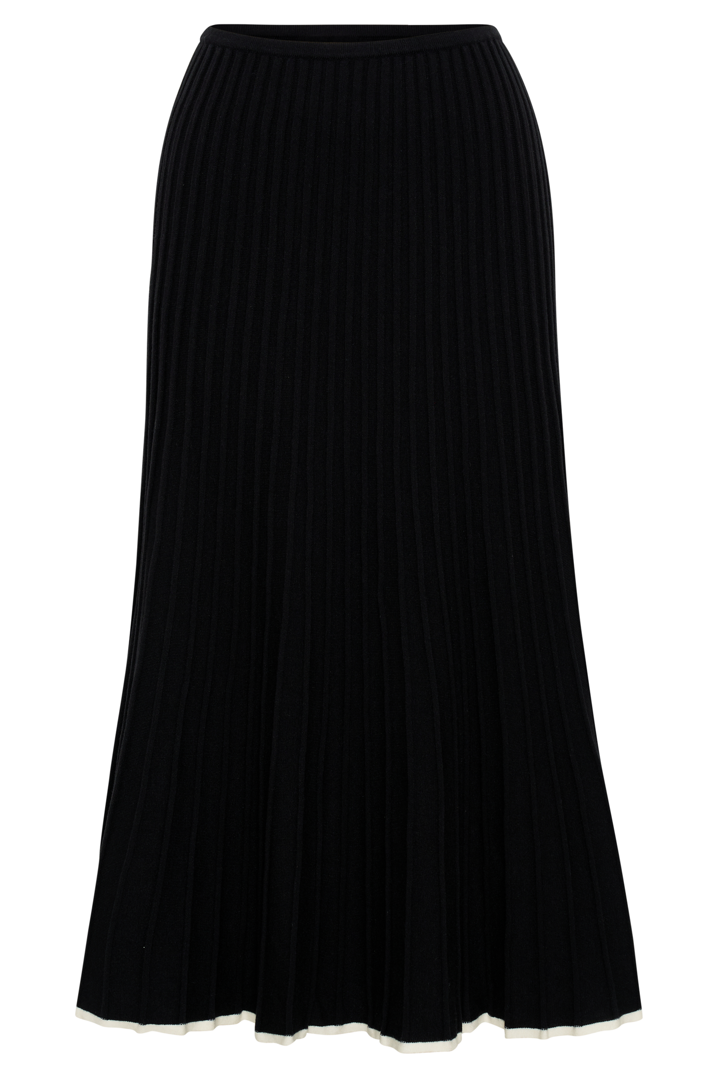 Jolene Contrast Rib Knit Midi Skirt - Black