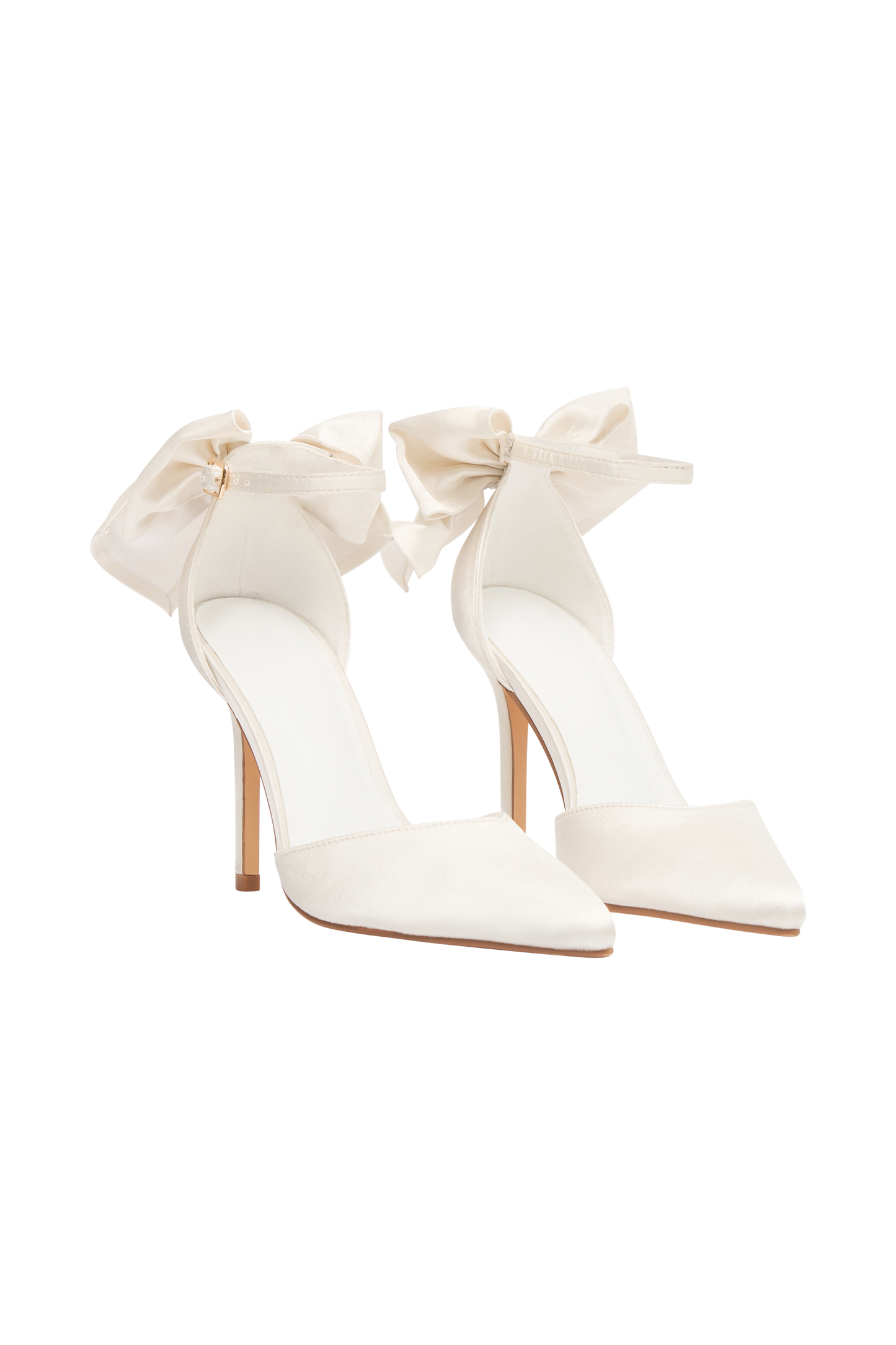 Charmed Satin Bow Heel - White