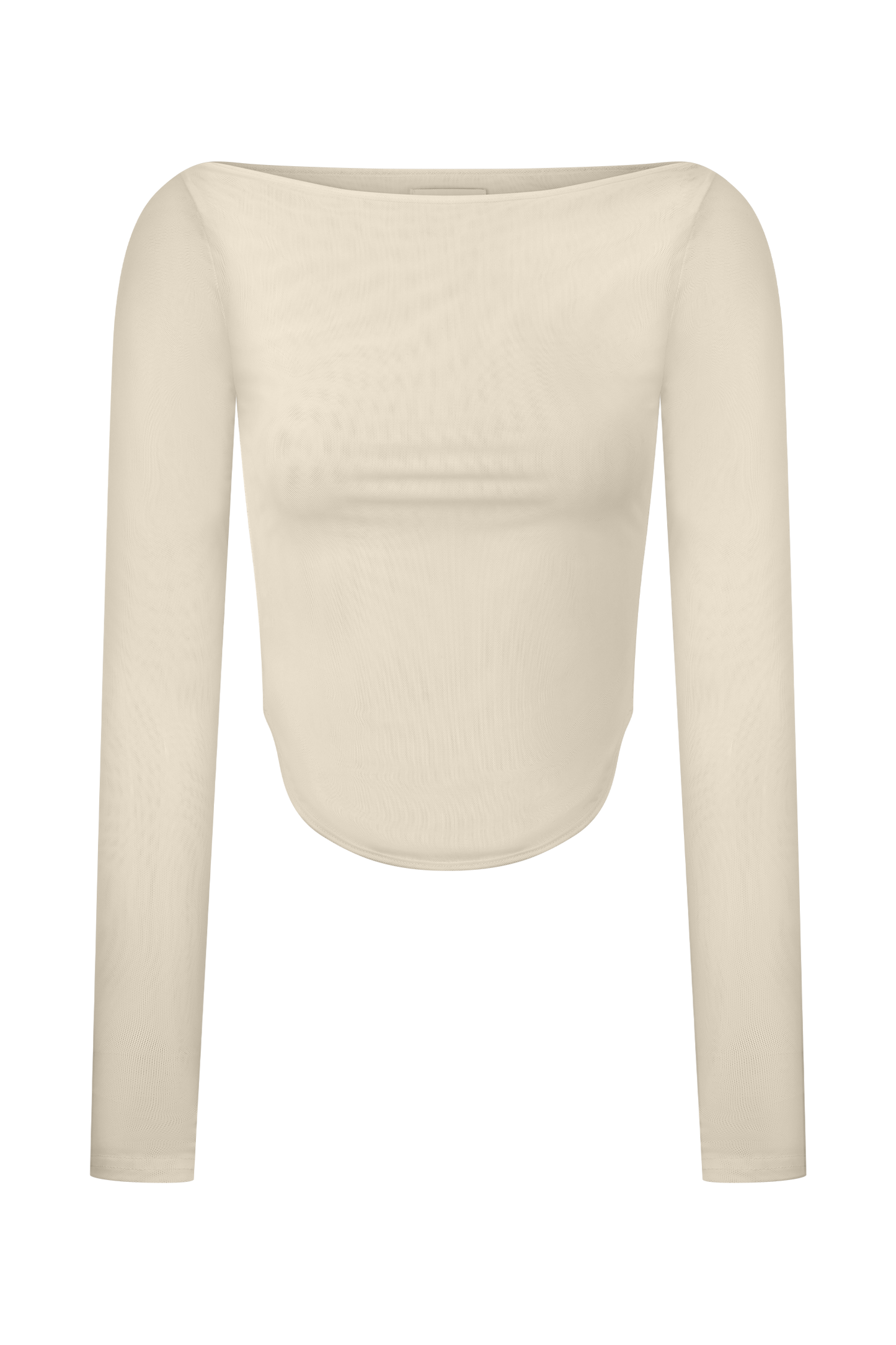 Colette Boat Neck Mesh Top - Ivory