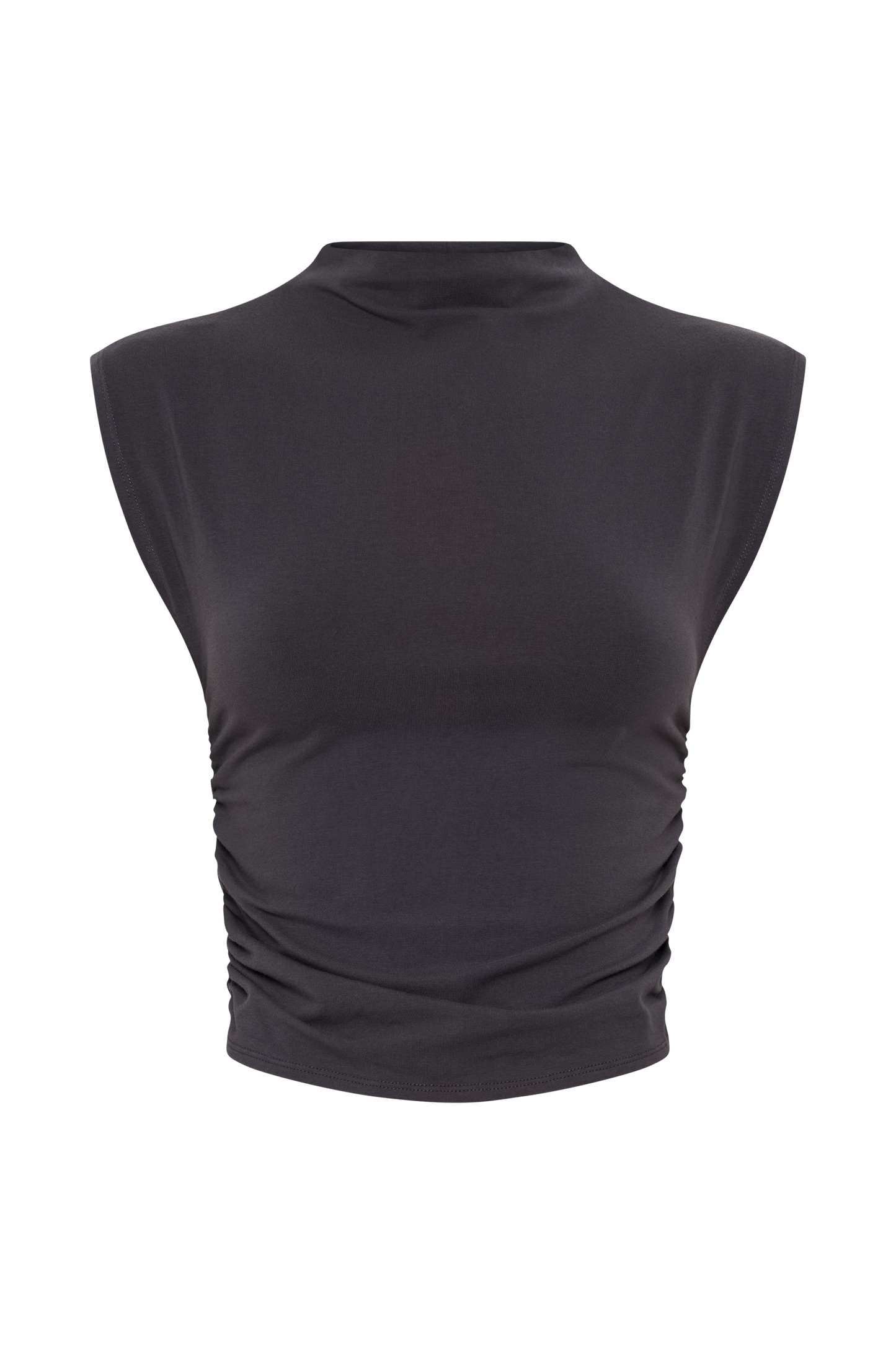 Kimber High Neck Sleeveless Top - Charcoal