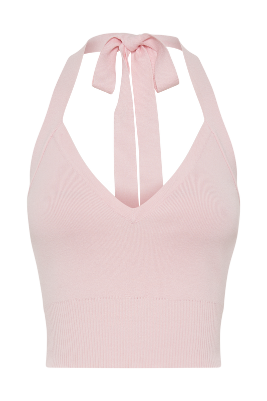 Wendy Halter Knit Top - Fairy Floss Pink