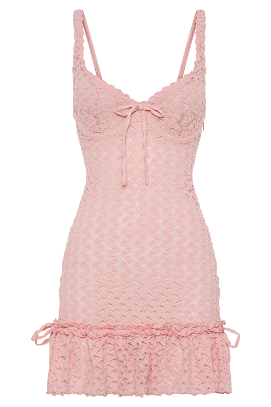 Marietta Cupped Lace Mini Dress - Fairy Floss Pink