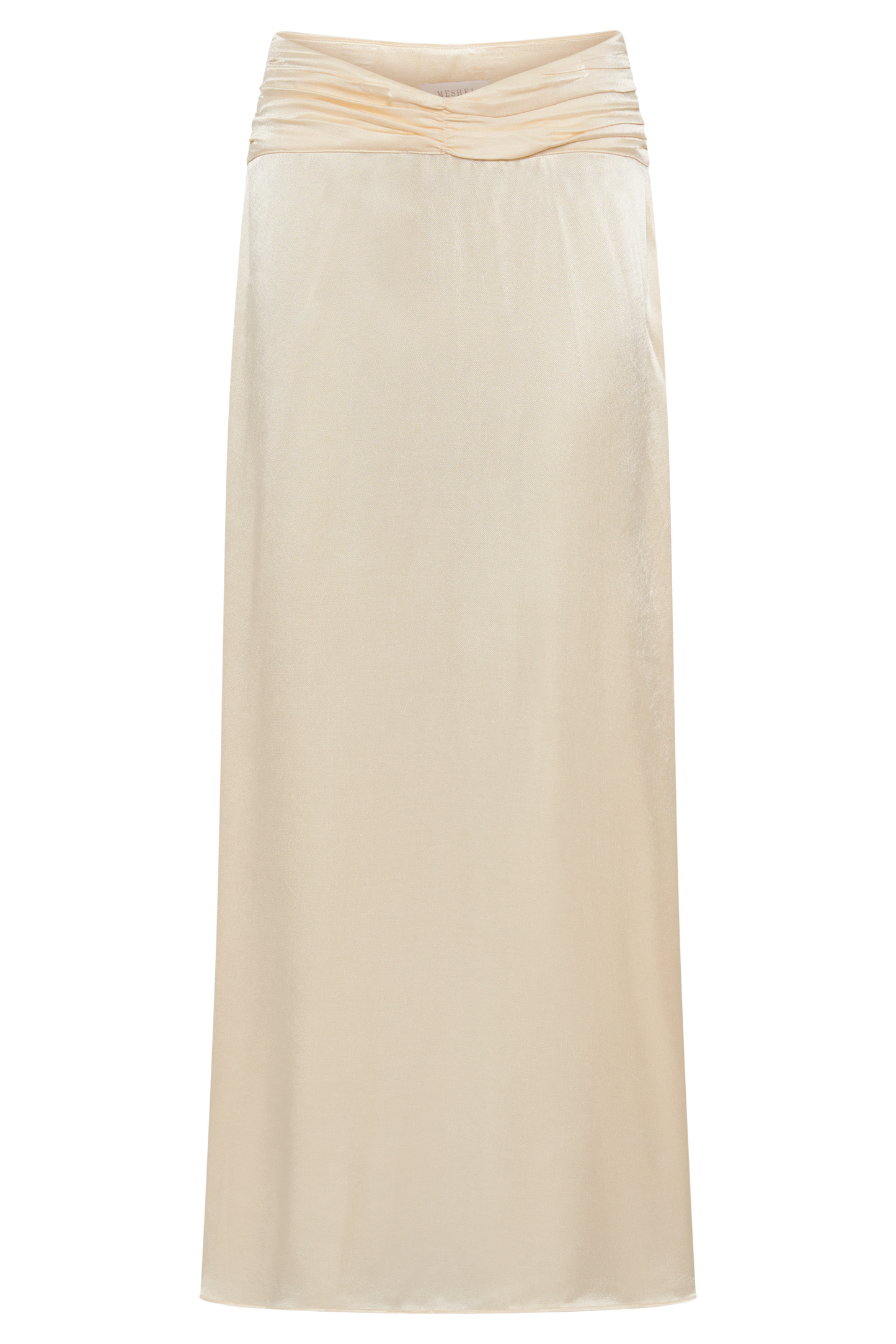 Clara Satin Ruched Maxi Skirt - Buttercream