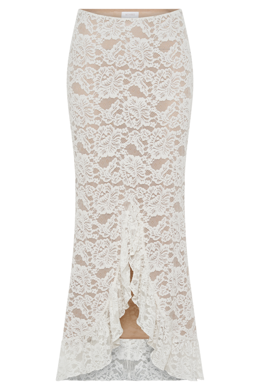 Artemis Lace Plisse Maxi Skirt - Ivory