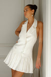 Antoinette Pleated Mini Dress - Ivory - MESHKI U.S