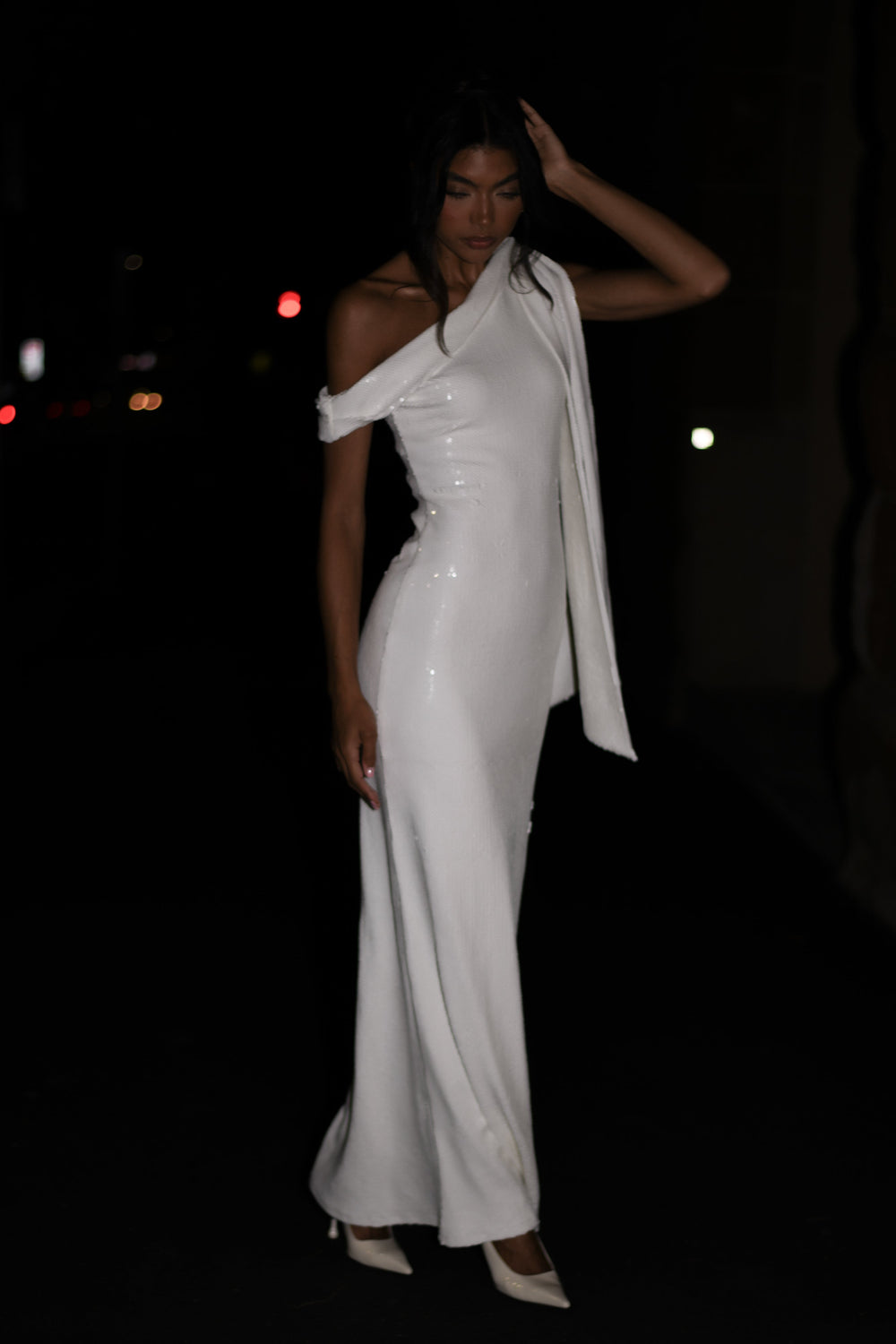 Catarina Sequin Maxi Dress - White