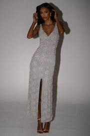 Nylah Rose Beaded Maxi Dress - Silver