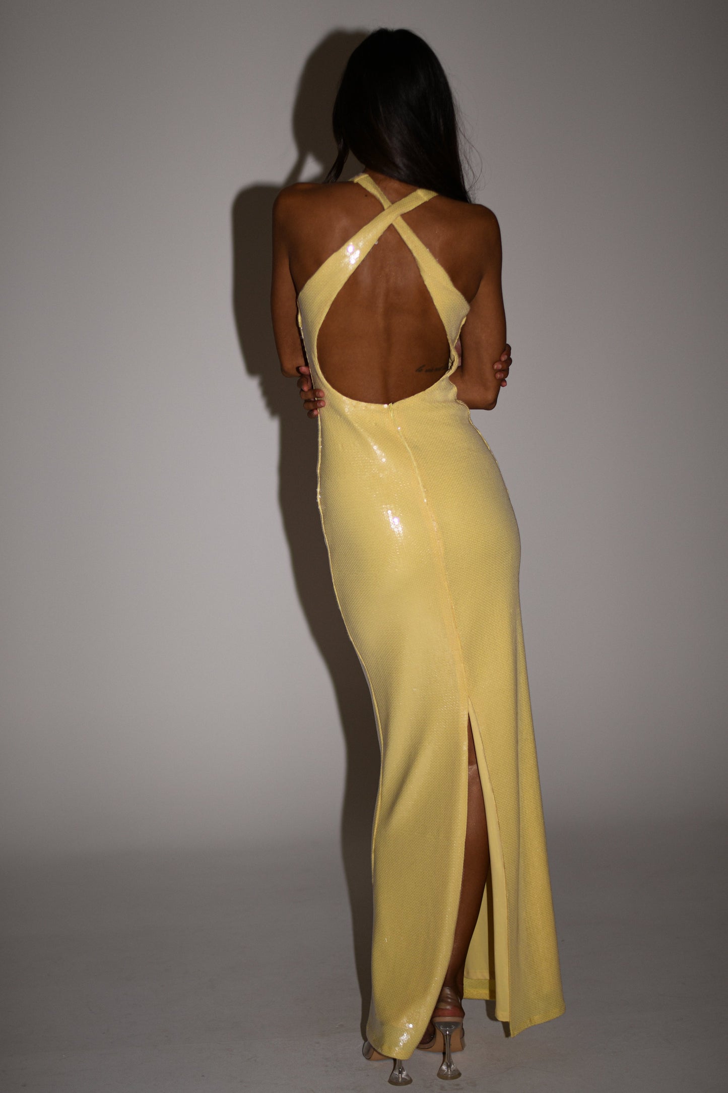 Eliza Rose Sequin Maxi Dress - Lemon