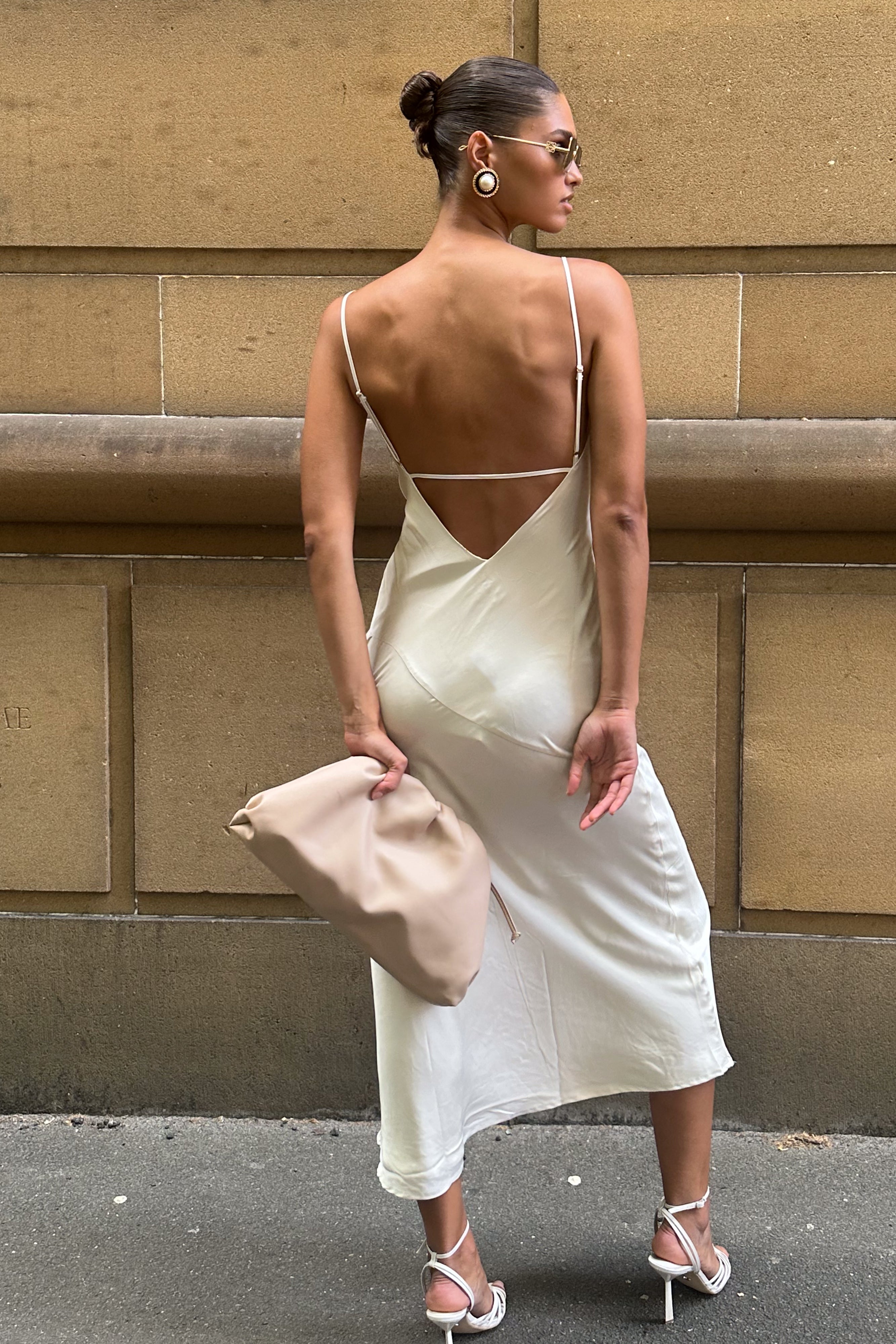 Satin low back dress fashion