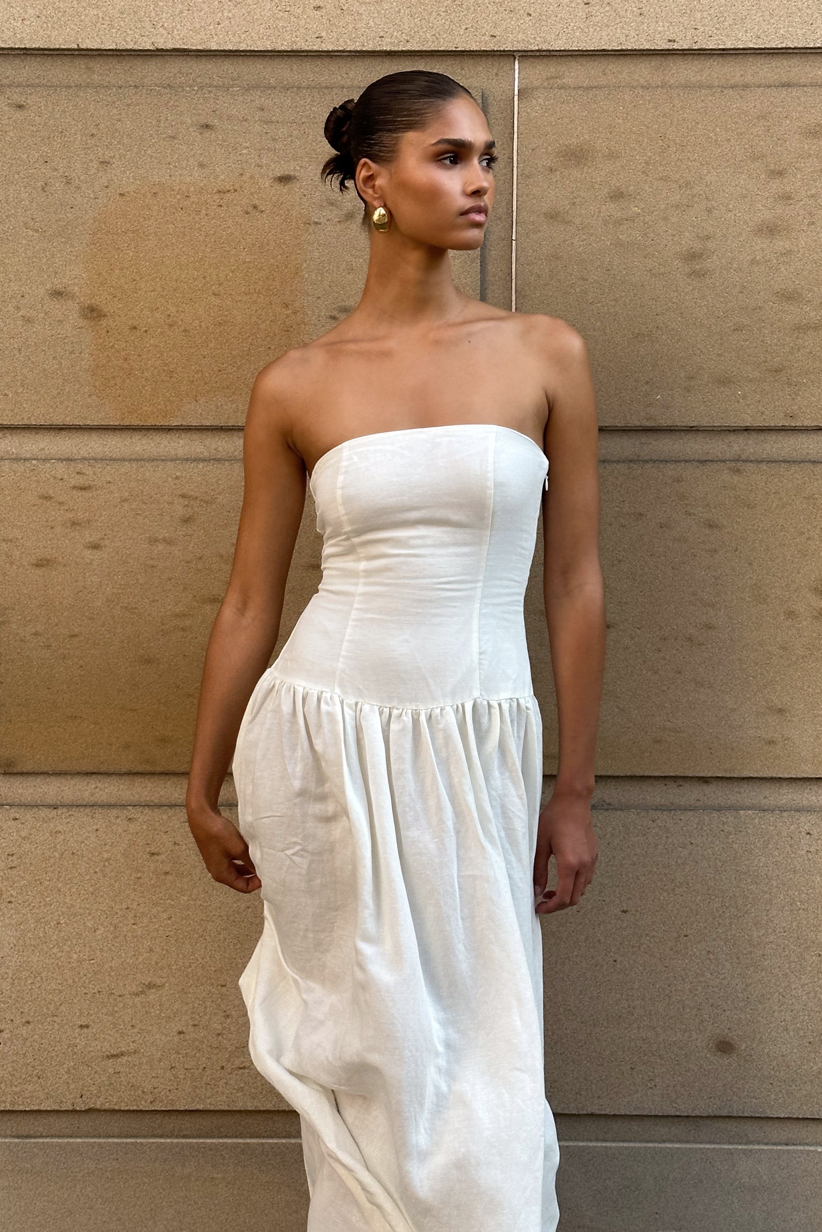 Maxi white linen dress best sale