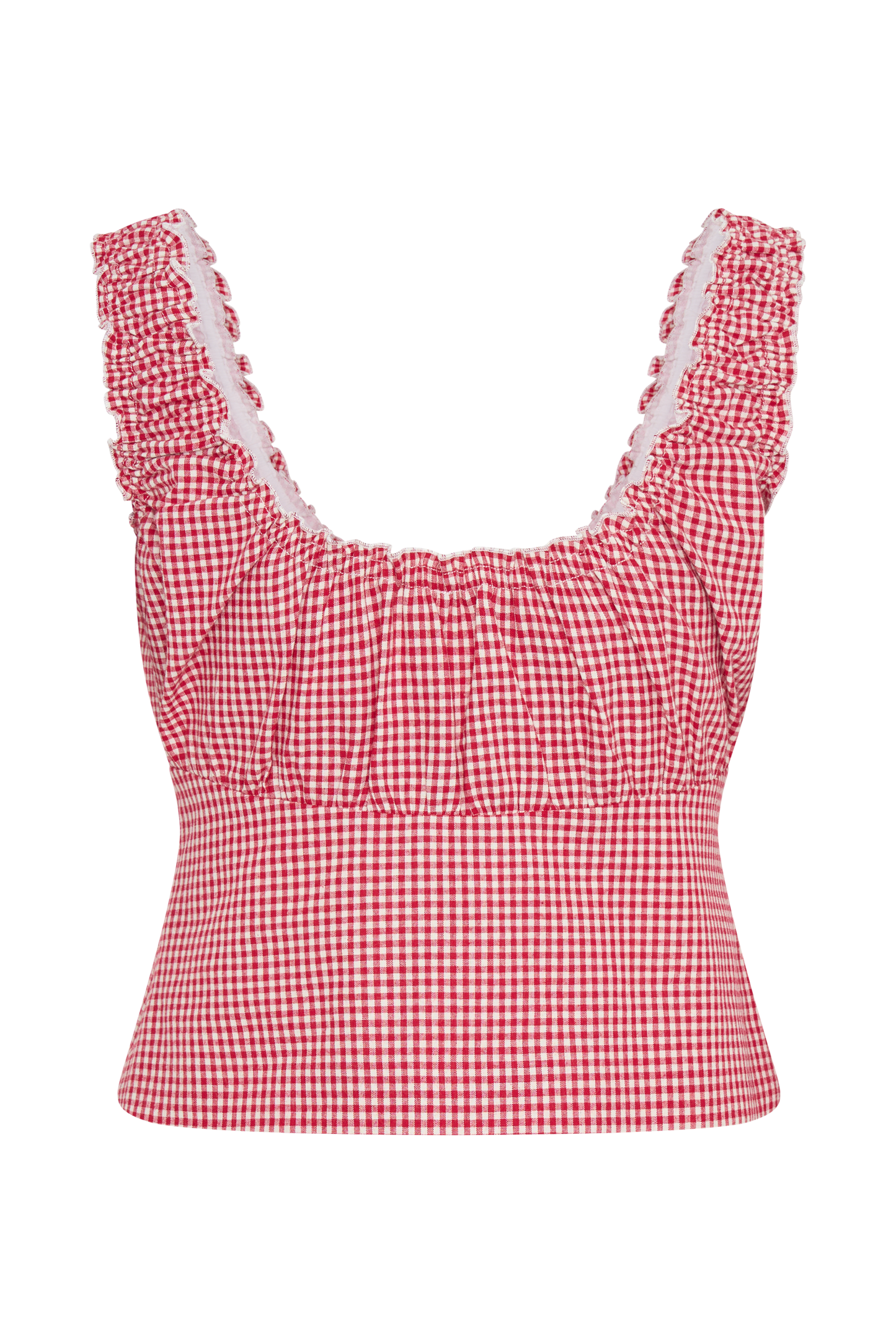 Ines Sleeveless Ruched Top - Red Gingham