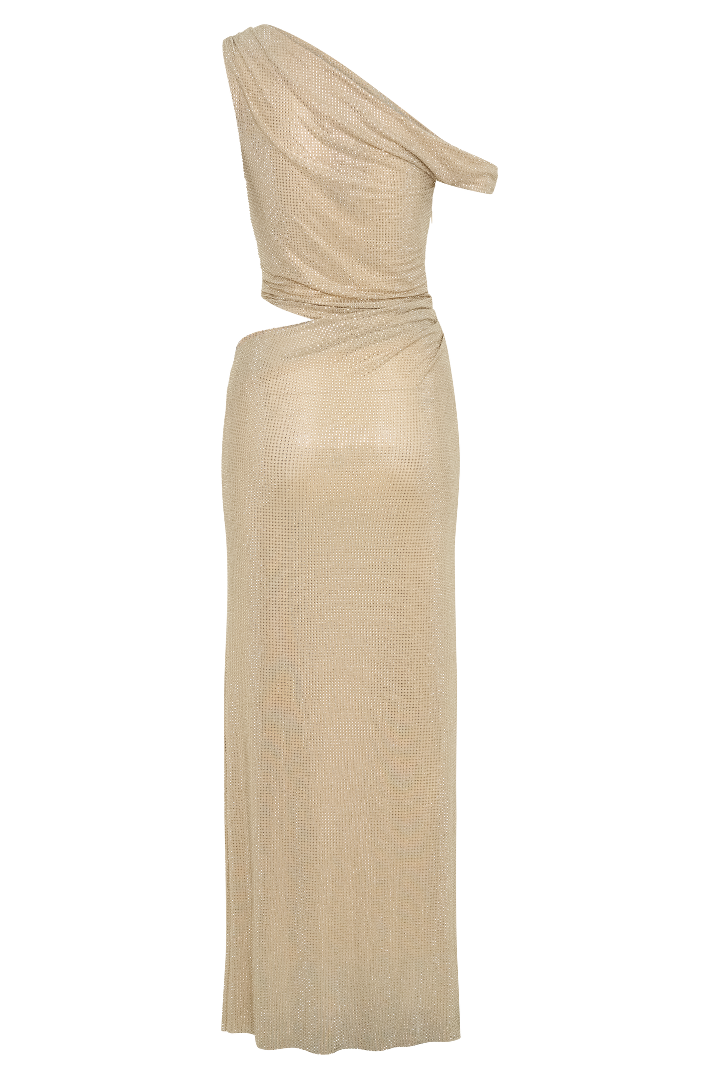 Kenny Diamante One Shoulder Maxi Dress - Gold