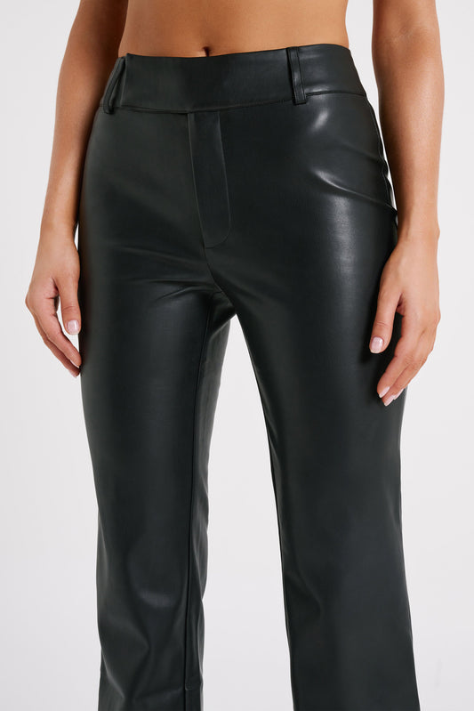 Laurette Faux Leather Straight Leg Pant - Black