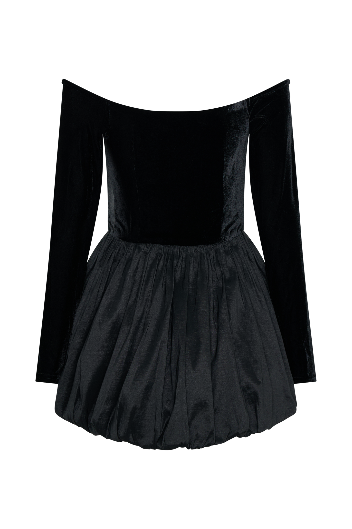 Liv Off Shoulders Velvet Mini Dress - Black