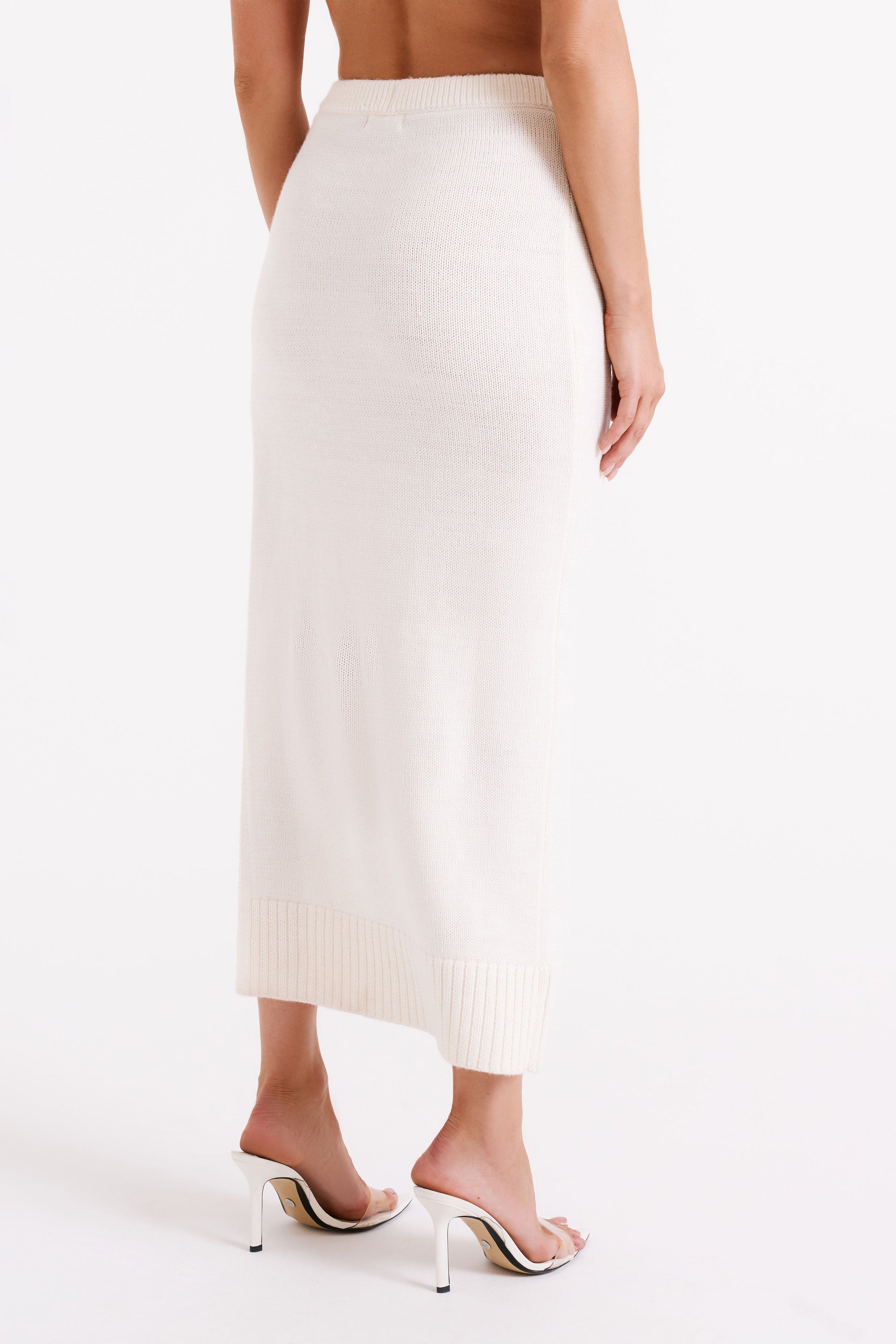 Brittany Knit Midi Skirt - Ivory- MESHKI U.S