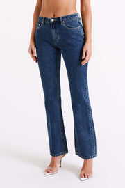 Stephy Low Rise Straight Leg Denim Jean - Dark Blue