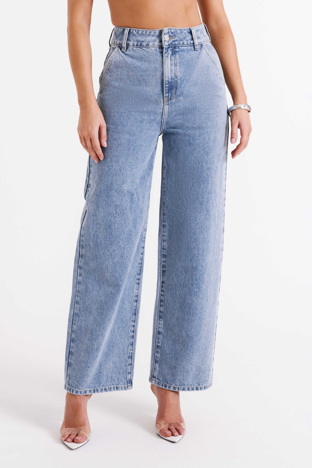 Roxy Wide Leg High Waist Denim Jeans - Vintage Blue