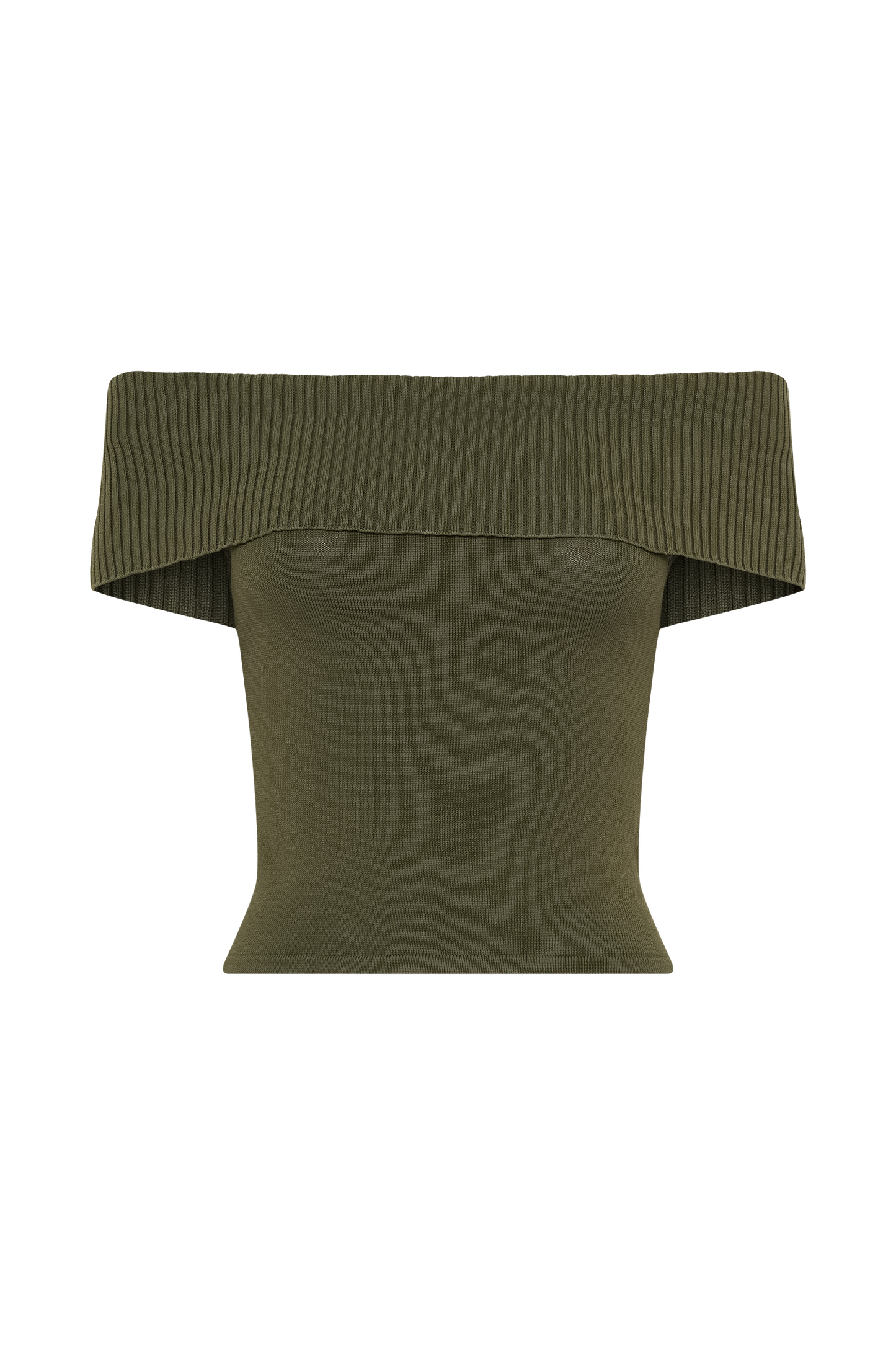 Susanna Off Shoulder Knit Top - Military Olive