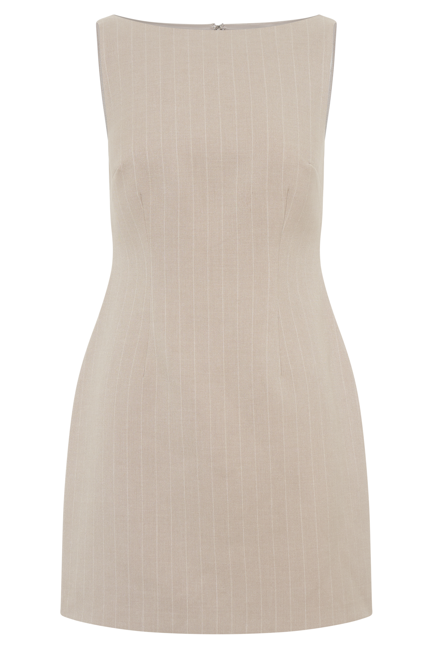 Angela Suiting Mini Dress - Taupe Pinstripe