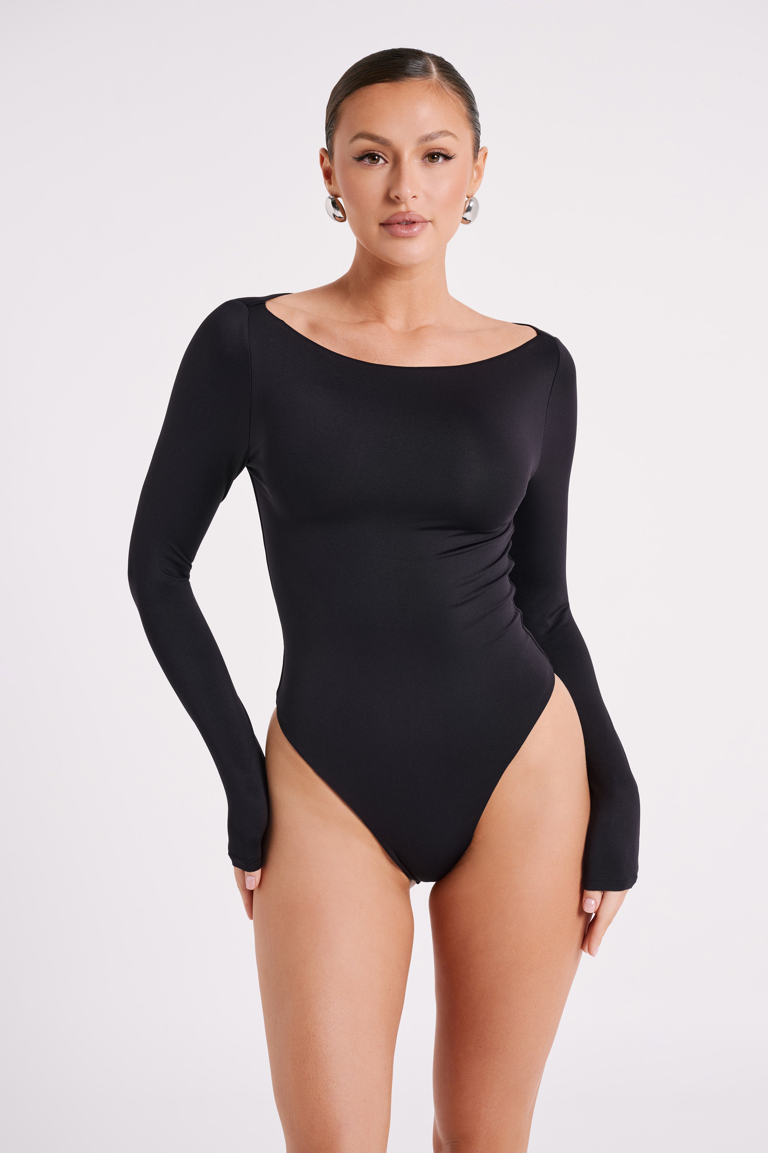 Timing Satin Bodysuit - Women's Bodysuits in Black