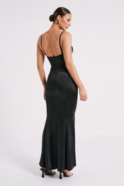 Katya Cupped Satin Maxi Dress - Black