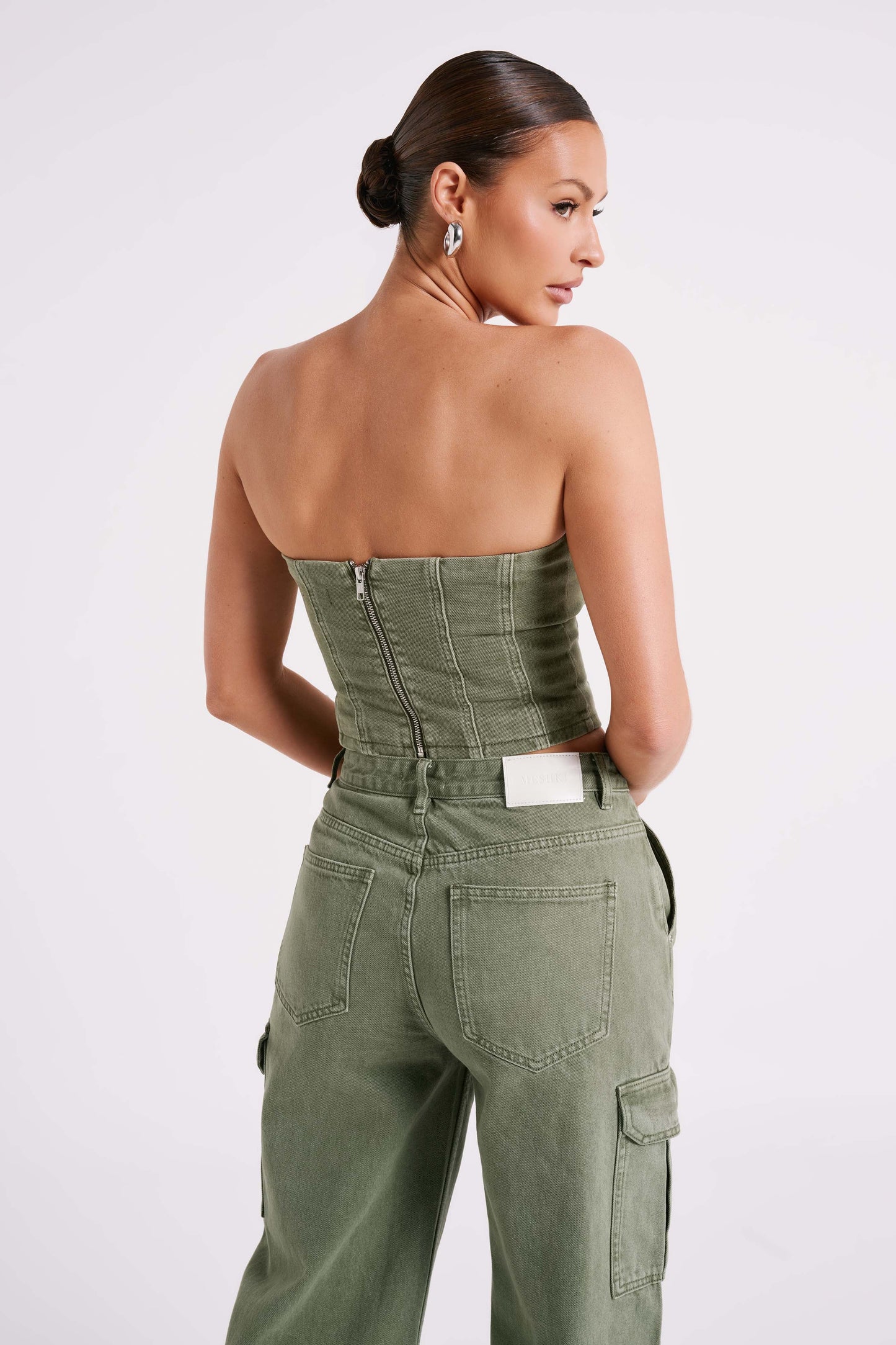 Jordana Denim Tube Top - Khaki