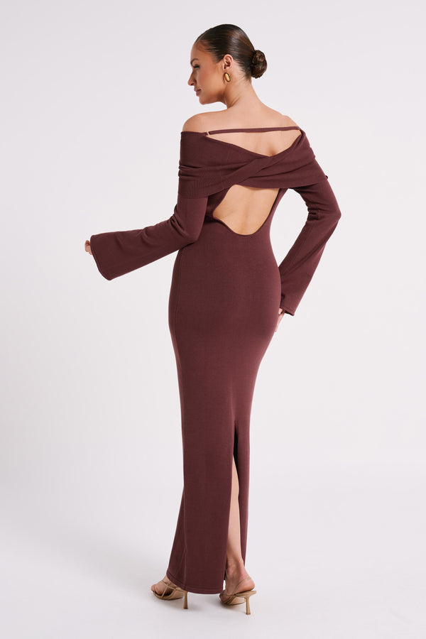 kensie Women's Pintuck Long-Sleeve Sweater Knit Dress - Chocolate