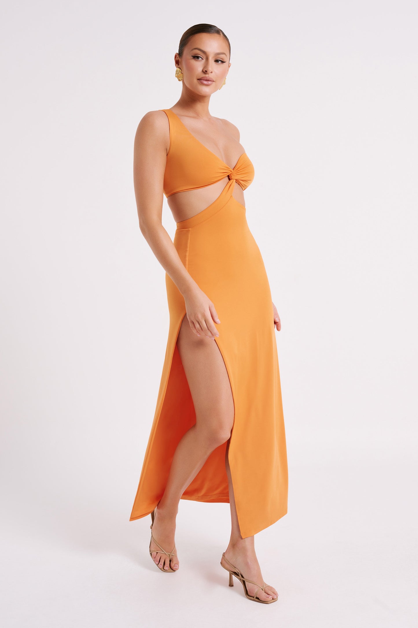 Solana One Shoulder Maxi Dress - Orange