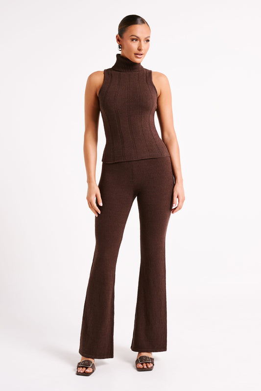 Angelina Knit Pants - Chocolate