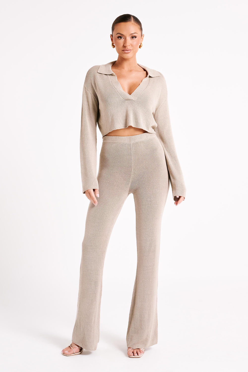 Carlota Collared Knit Jumper - Taupe