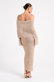 Marisol Off Shoulder Boucle Maxi Dress - Wheat