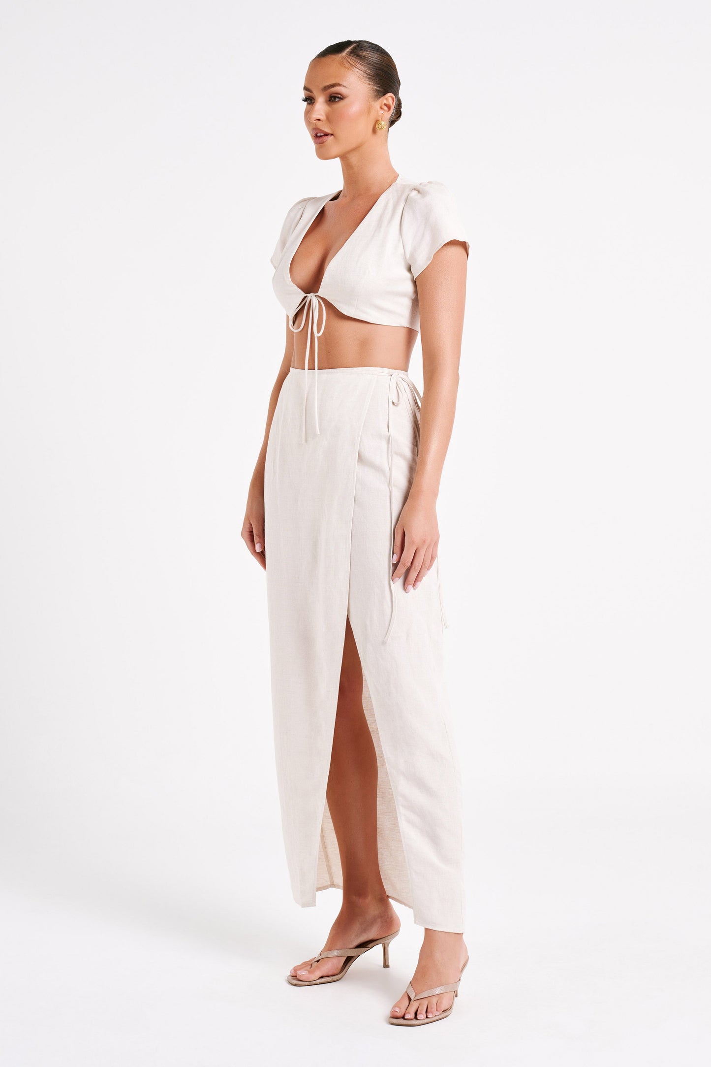 Fatima Linen Crop Top - Natural