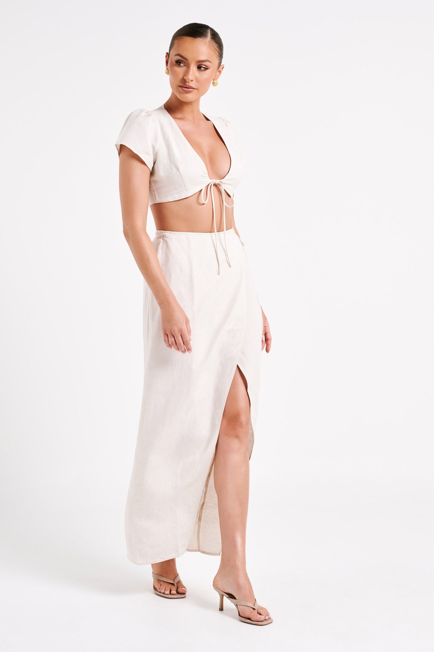 Fatima Linen Crop Top - Natural