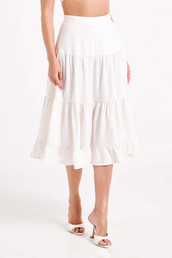 Exciting Times Tiered Ruffle Shorts (Ivory)