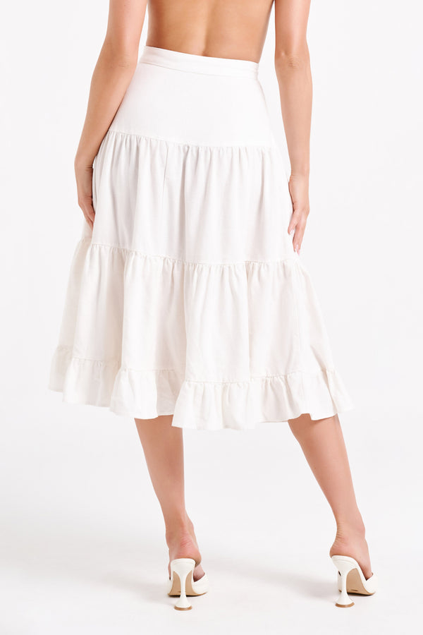 Exciting Times Tiered Ruffle Shorts (Ivory)