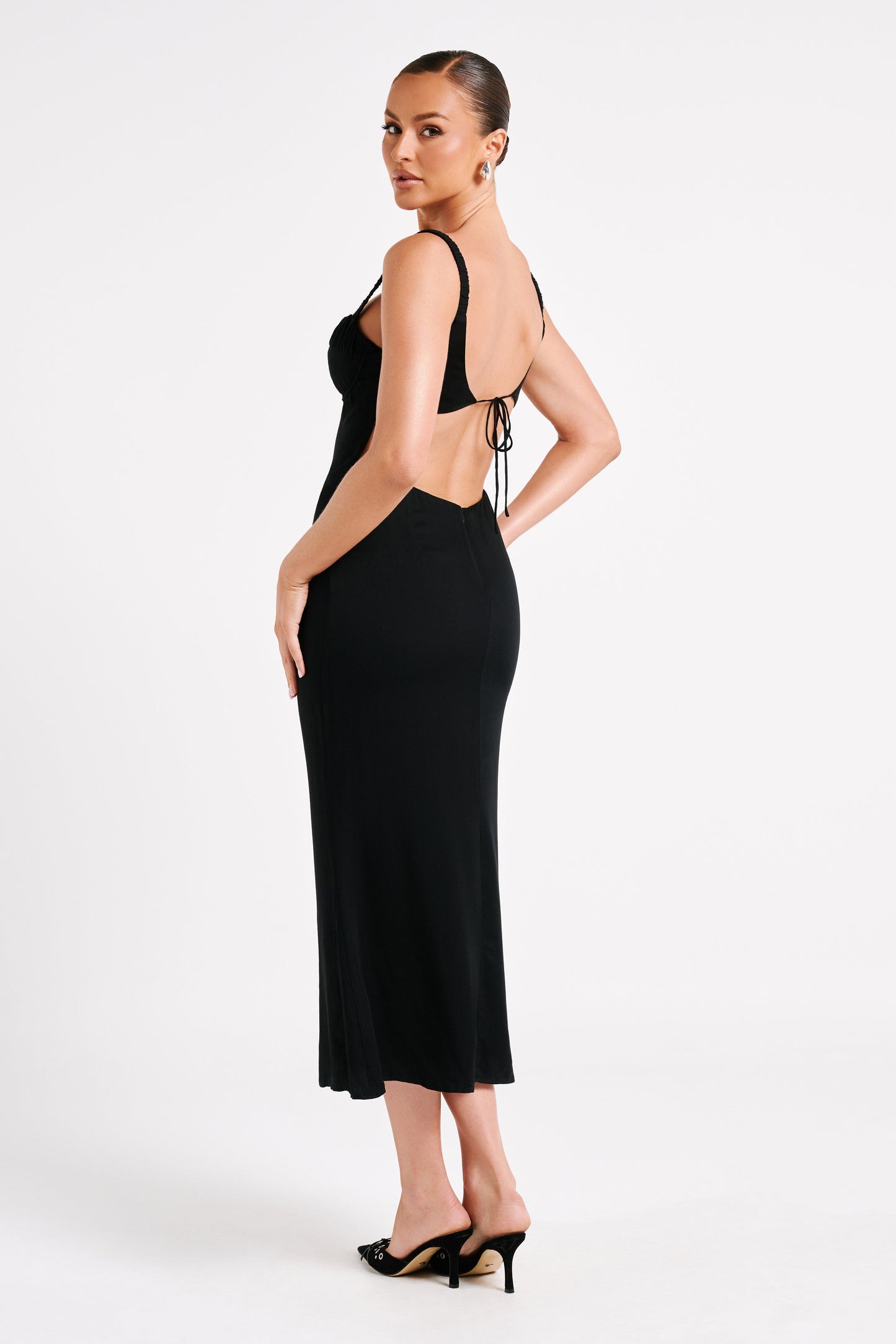 Constance Cupped Midi Dress - Black