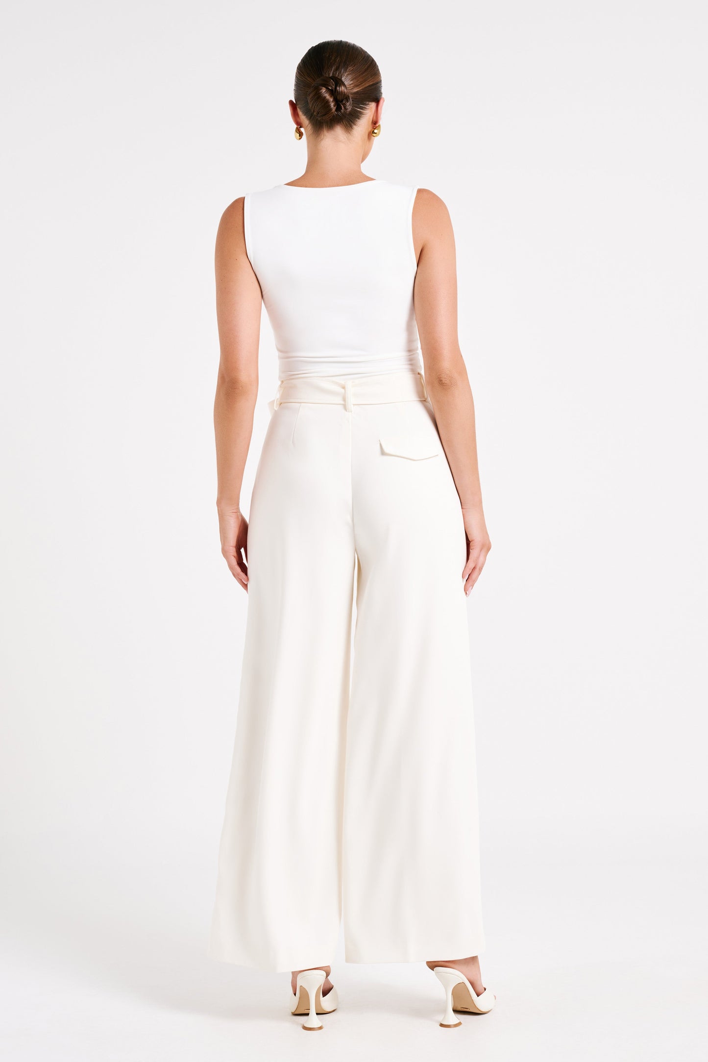 Tenley Wide Leg Suiting Pants - Ivory