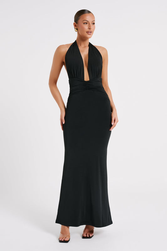 Jovanna Slinky Halter Maxi Dress - Black