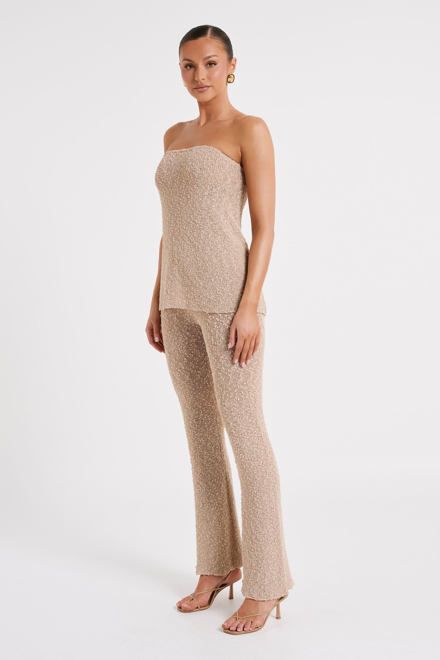 Irma Strapless Boucle Top - Wheat