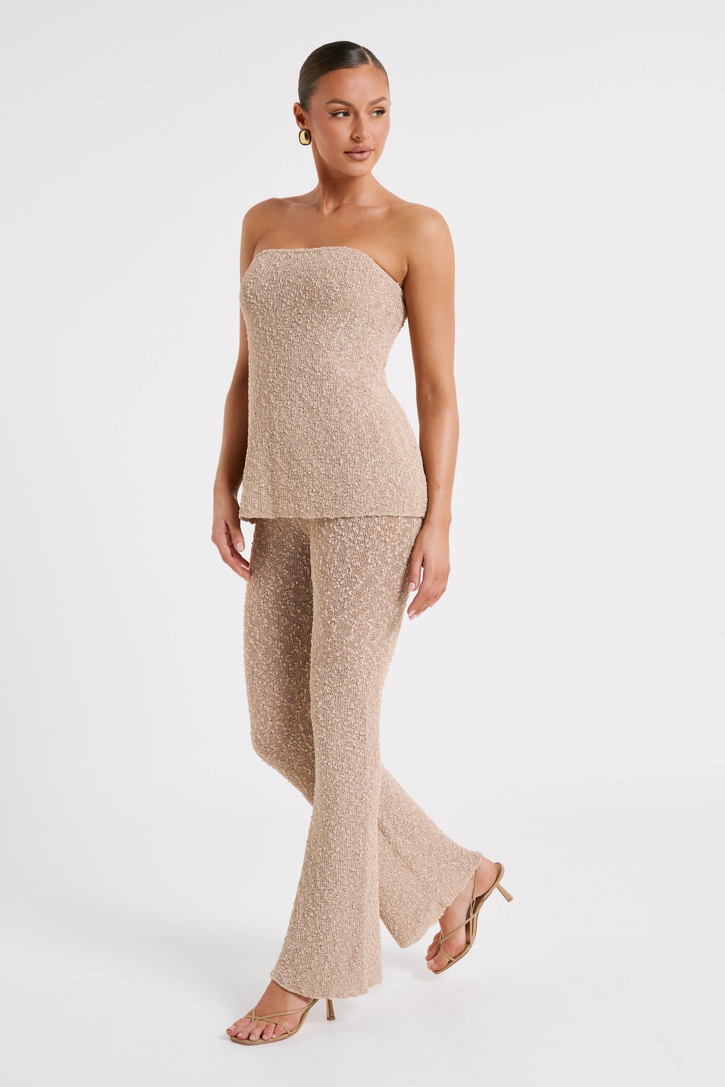 Irma Strapless Boucle Top - Wheat