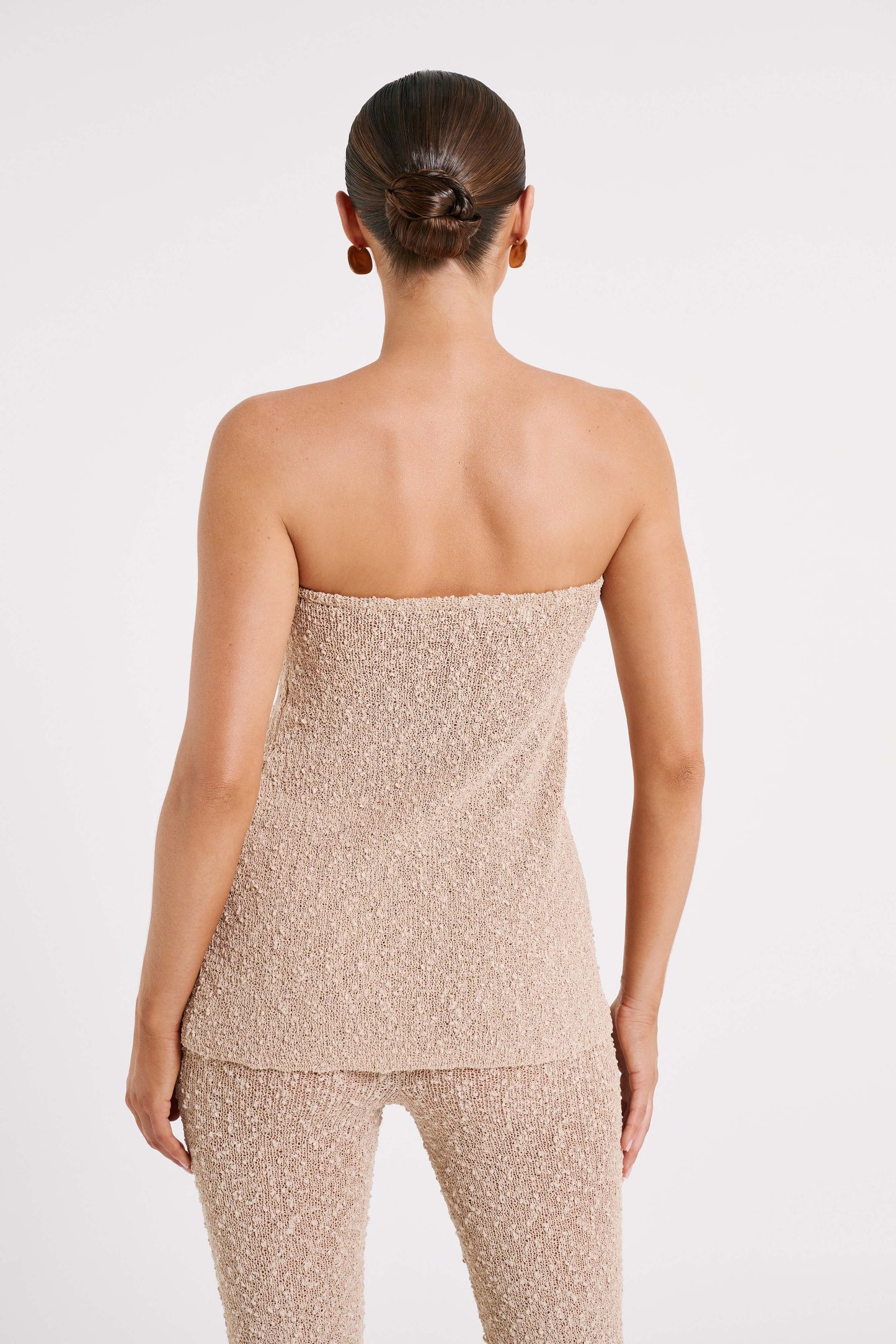 Irma Strapless Boucle Top - Wheat