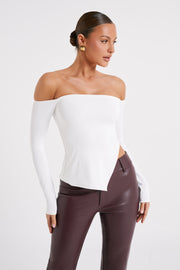 Carmen Recycled Nylon Off Shoulder Top - White