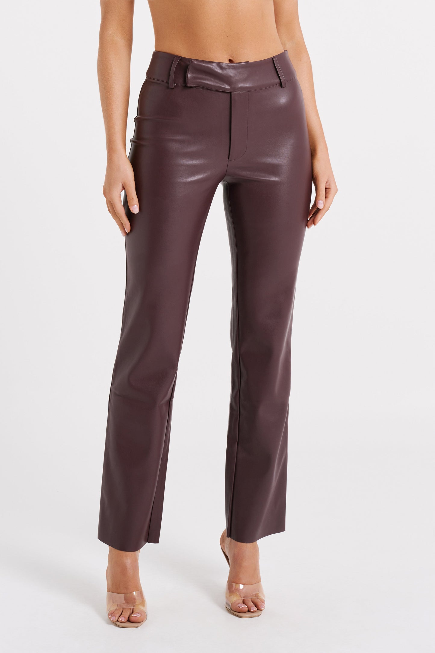 Laurette Faux Leather Straight Leg Pant - Dark Chocolate