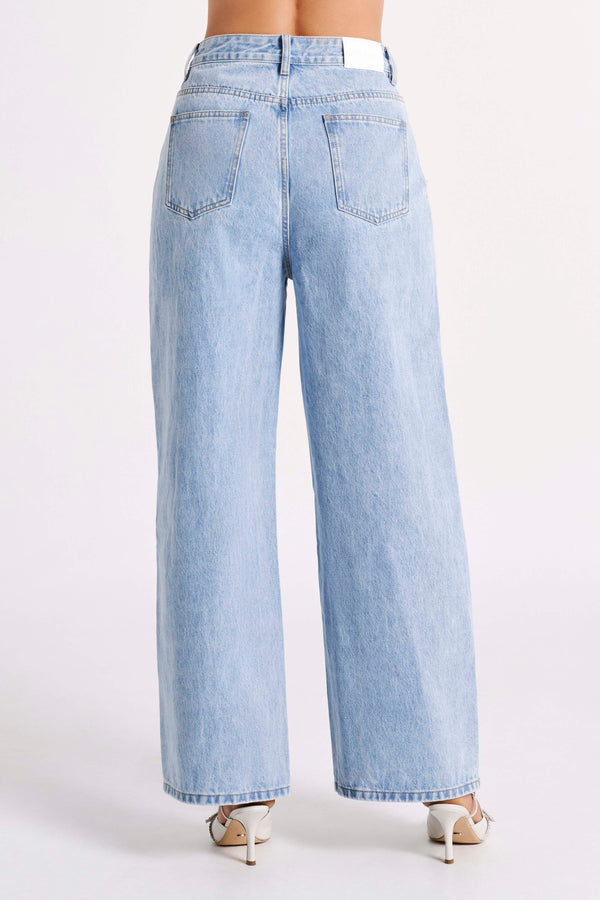 Baggy Wide Low Jeans - Light denim blue - Ladies