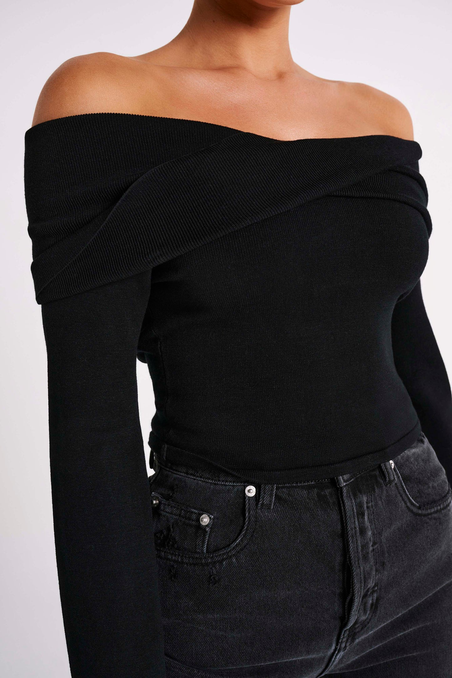 Marlisa Off Shoulder Twist Top - Black